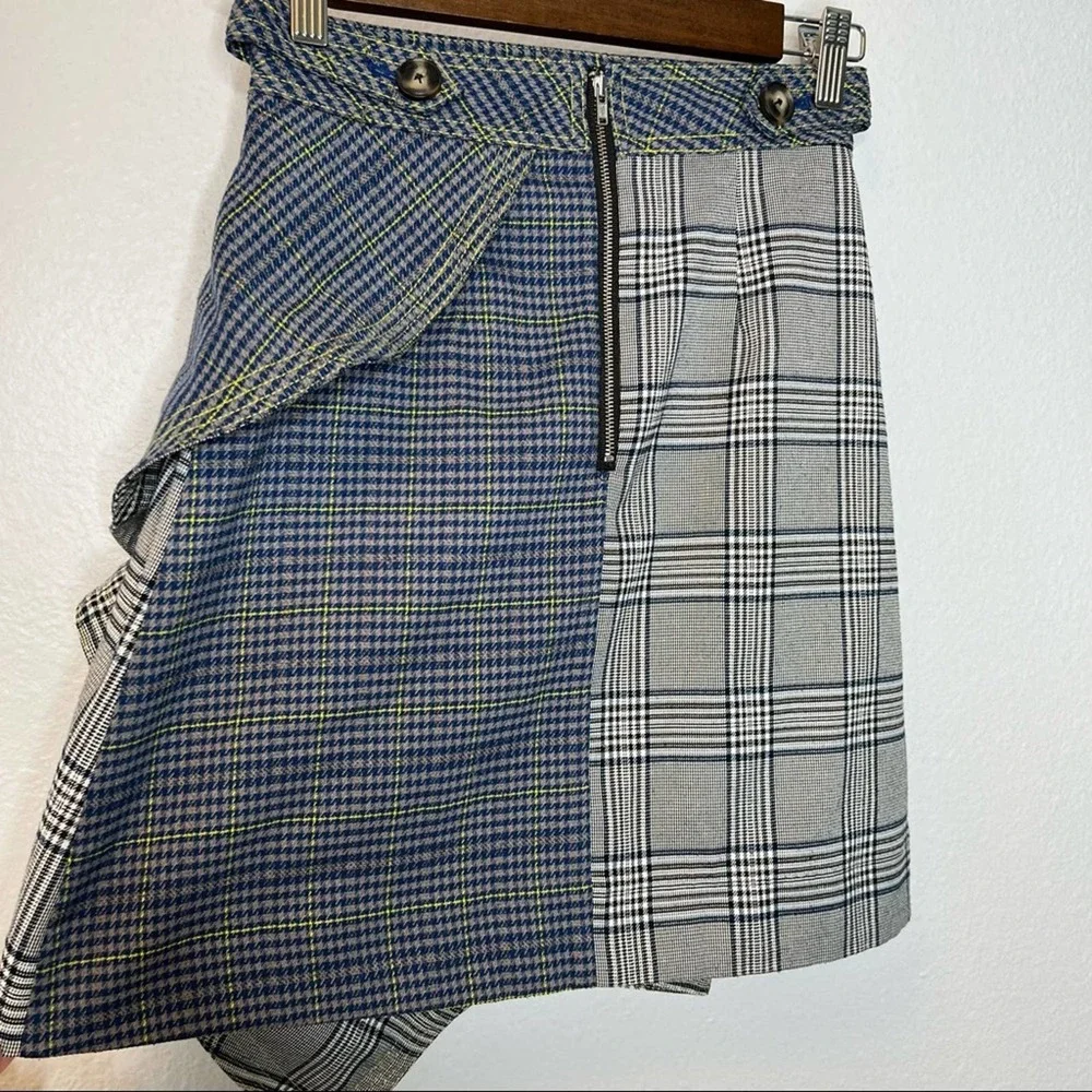 Self-Portrait Flounced Check Plaid Ruffle Skirt US 0 - Picture 12 of 16